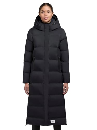 khujo Damen Wintermantel Warmer Langer Steppmantel mit Kapuze und seitlichen Gehschlitzen Mayla2-YM Dark Navy Gr. M von khujo