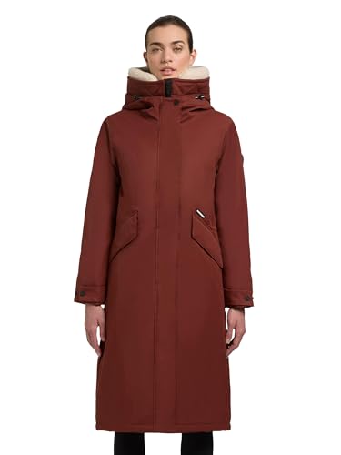 khujo Damen Wintermantel Warmer Parka mit weichem Teddyfleece an der Kapuze, Taillenzugband und magnetischer Abdeckleiste Agneta-YM Coconut Brown Gr. XL von khujo