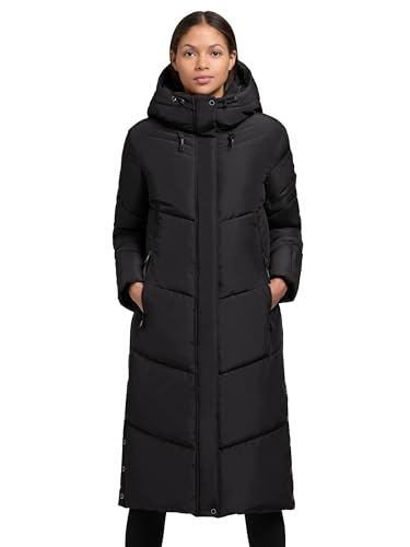 khujo Damen Wintermantel Warmer Steppmantel extra lang mit zahlreichen Taschen und großer Kapuze Sonje6-YM Black Gr. XS von khujo