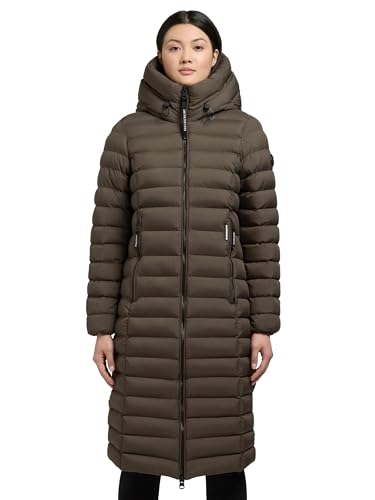 khujo Damen Wintermantel Warmer Steppmantel lang mit hohem Kragen und großer Kapuze Imes-YM Nature Green Gr. XXL von khujo