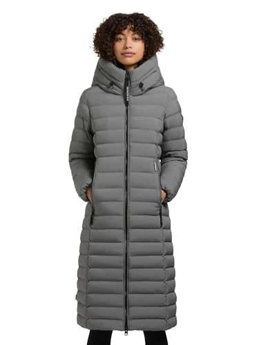 khujo Damen Wintermantel Warmer Steppmantel lang mit hohem Kragen und großer Kapuze Imes-YM Road Blue Gr. XL von khujo