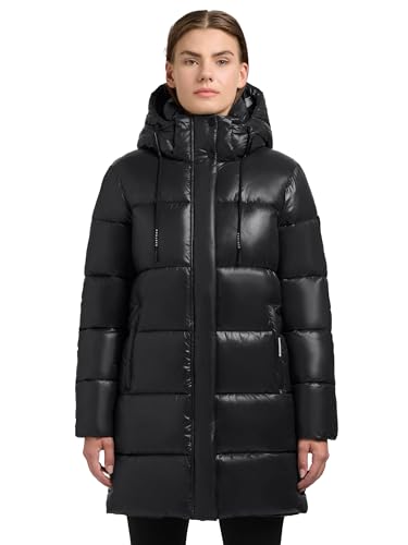 khujo Damen Wintermantel Warmer Steppmantel schimmernd mit Kapuze Jadet2-YM Black Gr. XXL von khujo