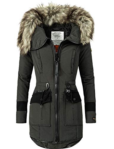 khujo Damen Wintermantel Winterparka mit Kapuze Retro Bugs Schwarz018 Gr. S von khujo