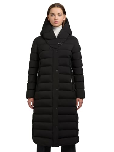 khujo Damen extralanger Wintermantel Steppmantel mit großen Taschen Teiva2-YM Black Gr. XS von khujo