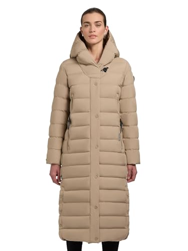 khujo Damen extralanger Wintermantel Steppmantel mit großen Taschen Teiva2-YM Tao Sand Gr. L von khujo