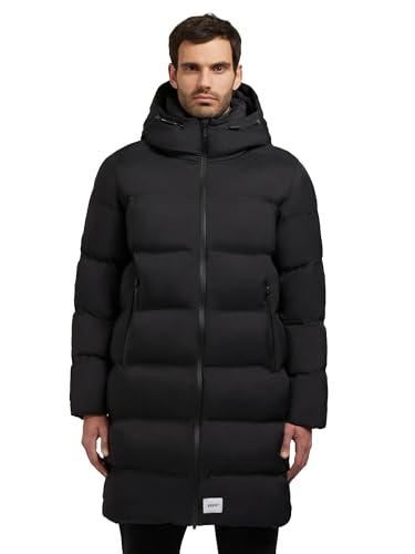 khujo Herren Lange Steppjacke Wintermantel mit Wasserdichten Reißverschlüssen und Kapuze Caius2-YM Black Gr. XL khujo Herren Lange Steppjacke Wintermantel mit Wasserdichten Reißverschlüssen und Kapuze Caius2-YM Black Gr. XL von khujo