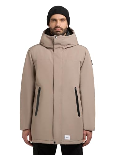 khujo Herren warme Lange Winterjacke mit innenliegenden Rucksackträgern und Verstellbarer Kapuze Kann-YM Greige Gr. M von khujo