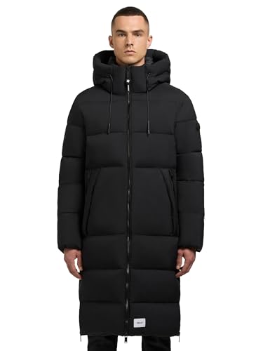 khujo Herren Wintermantel Langer Steppmantel mit Kapuze Rigo Matt-YM Black Gr. XL von khujo