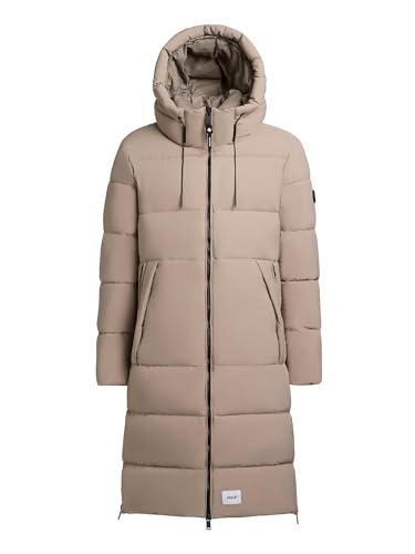 khujo Herren Wintermantel Langer Steppmantel mit Kapuze Rigo Matt-YM Greige Gr. M von khujo