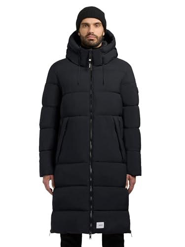 khujo Herren Wintermantel Langer Steppmantel mit Kapuze Rigo Matt-YM Obrage Grey Gr. S von khujo