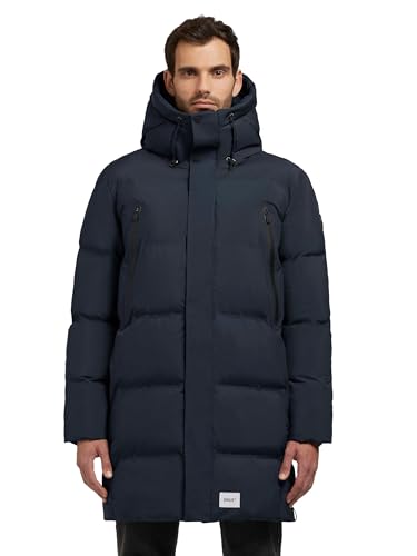 khujo Herren Wintermantel Steppmantel mit Kapuze und integrierten Rucksack-Trägern innen Morse2-YM Dark Navy Gr. L von khujo
