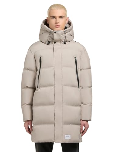 khujo Herren Wintermantel Steppmantel mit Kapuze und integrierten Rucksack-Trägern innen Morse2-YM Glacier Grey Gr. XL von khujo