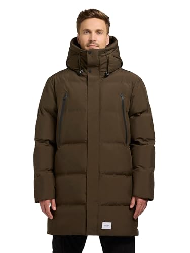 khujo Herren Wintermantel Steppmantel mit Kapuze und integrierten Rucksack-Trägern innen Morse2-YM Old Green Gr. L von khujo