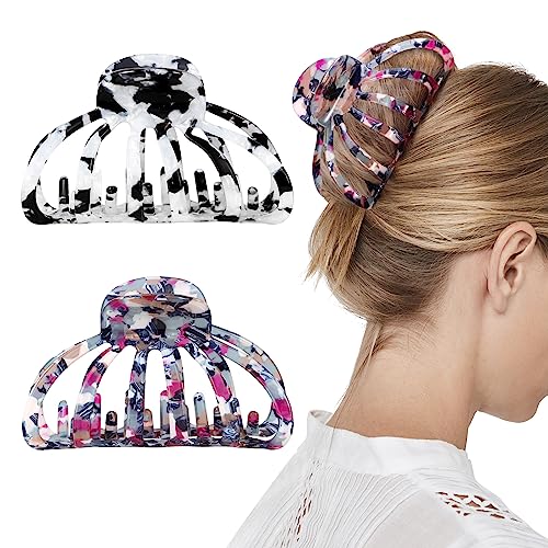 Haarspangen, 2er-Pack Bohen Haarklammern in Schildpattoptik, starker Halt, große Haarklammern für dickes Haar, Haarschmuck für Frauen und Mädchen, mehrfarbig von kiaalastbead