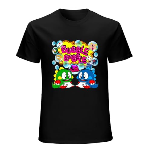 Bubble Bobble T-Shirt Unisex Adult Cotton Funny NES Retro 90'S 8-Bit Men Round Neck Clothing Black 3XL von kiapu