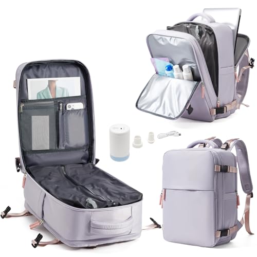 kibachev Vakuum Rucksack Handgepäck Flugzeug mit Elektrische Pumpe 40 * 30 * 20 für Ryanair, Reiserucksack mit Schuhfach, Rucksack Damen, Laptop Rucksack mit Vakuumsystem von kibachev