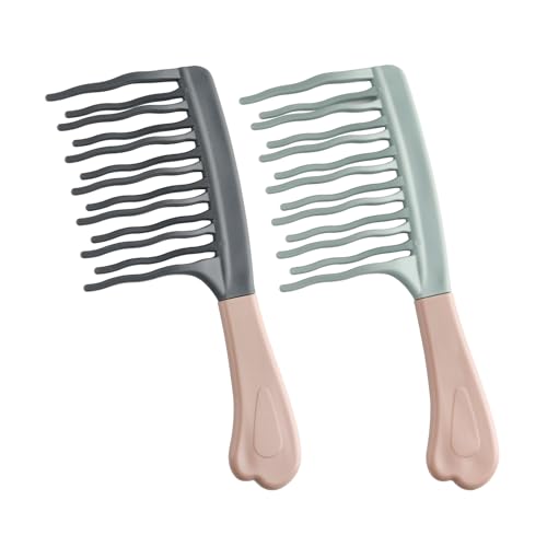 Breiter Zahnkamm für lockiges, entwirrendes Haarbürste mit doppellagigem gewelltem Zahndesign und ergonomischem Griff für langes/dickes, trockenes/nasses Haar für Damen/Mädchen, ohne die Locken zu von kicder