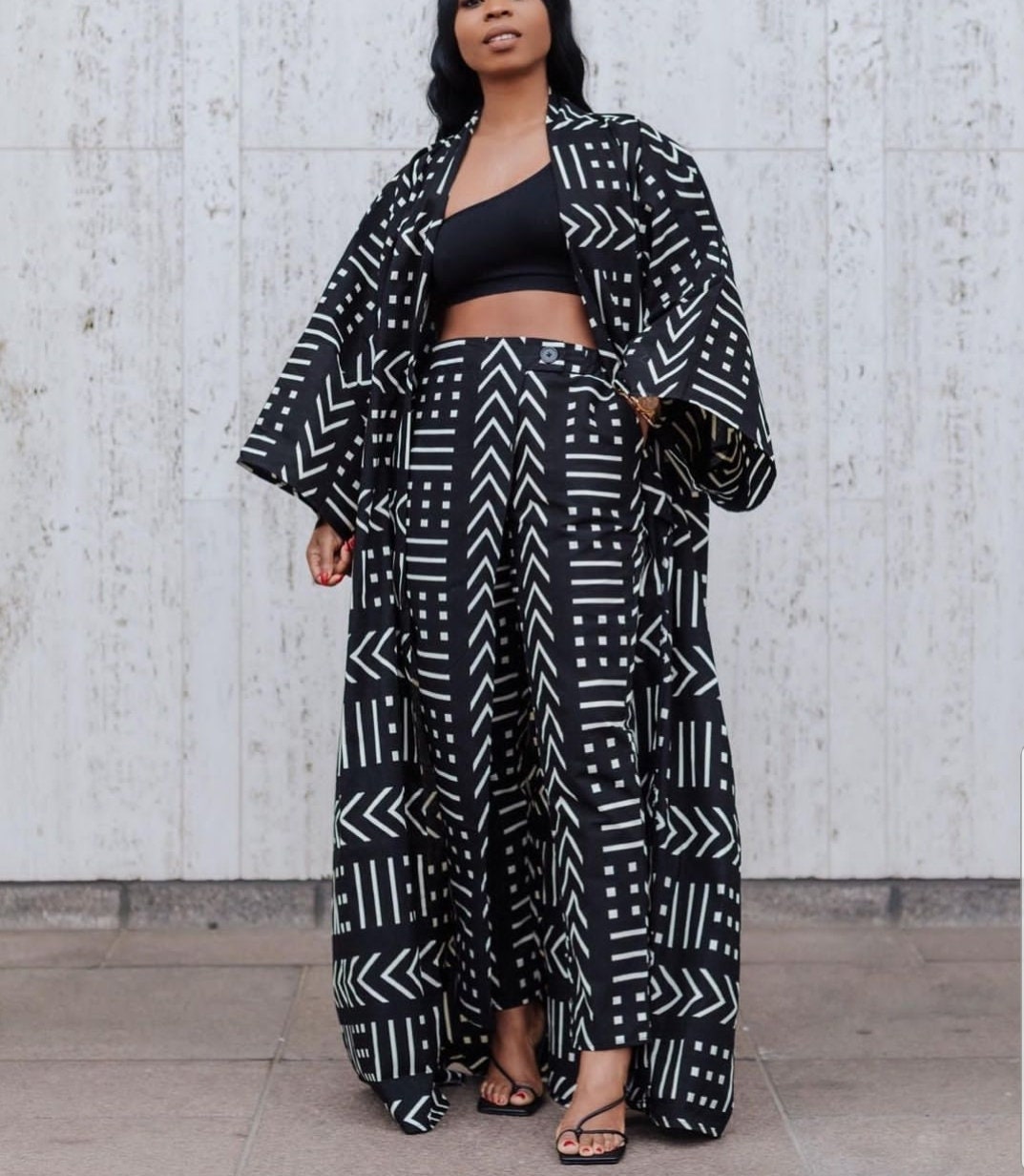 2-Teiliges Set Aus Bogolan-Ankara-Hosen Und Kimono von kichicreation