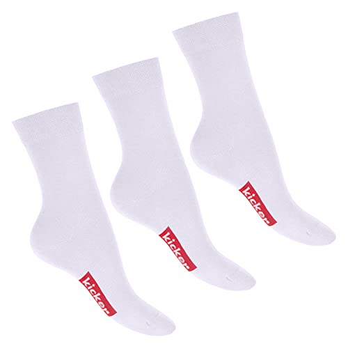 kicker Damen & Herren Socken (3 Paar) Sportliche Baumwollsocken - Weiß 43-46 von kicker