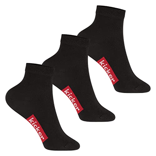 kicker Kinder Kurzschaft Socken (3 Paar) Schwarz 35-38 von kicker