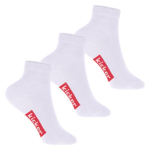 kicker Kinder Kurzschaft Socken (3 Paar) Weiß 31-34 von kicker