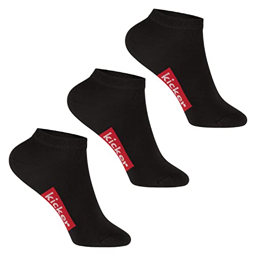 kicker Kinder Sneaker Socken (3 Paar) Schwarz 35-38 von kicker