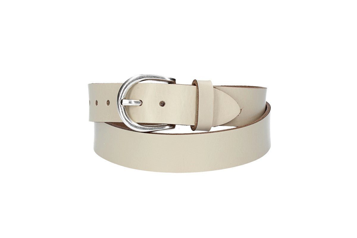 kiddybelts Ledergürtel Kids 25mm in Beige mit Schließe in Silber (KB10-120) sehr weiches Vollrindleder von kiddybelts