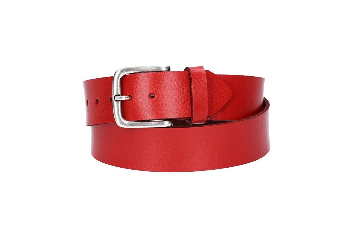 kiddybelts Ledergürtel Kids 30mm in Rot mit Dornschließe in Silber (KB11-390) sehr weiches Vollrindleder von kiddybelts