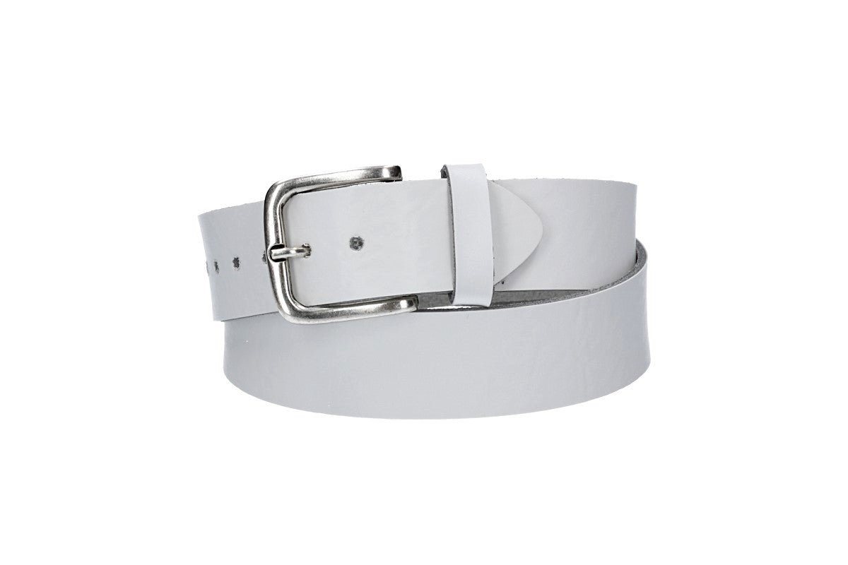 kiddybelts Ledergürtel Kids 30mm in Weiß mit Dornschließe in Silber (KB11-100) sehr weiches Vollrindleder von kiddybelts