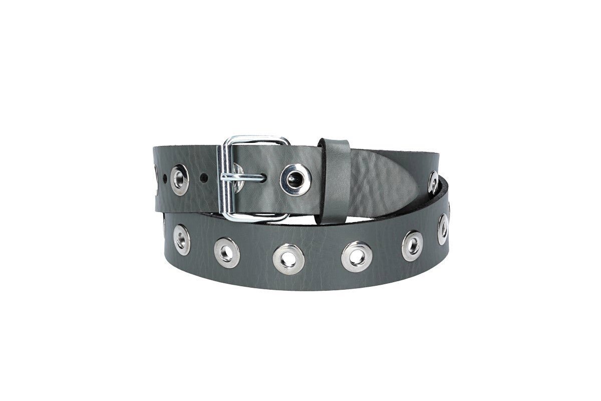 kiddybelts Ledergürtel Ledergürtel Kids 25mm in Grau mit Ösen und Schließe in Silber (KB14--71) sehr weiches Vollrindleder von kiddybelts