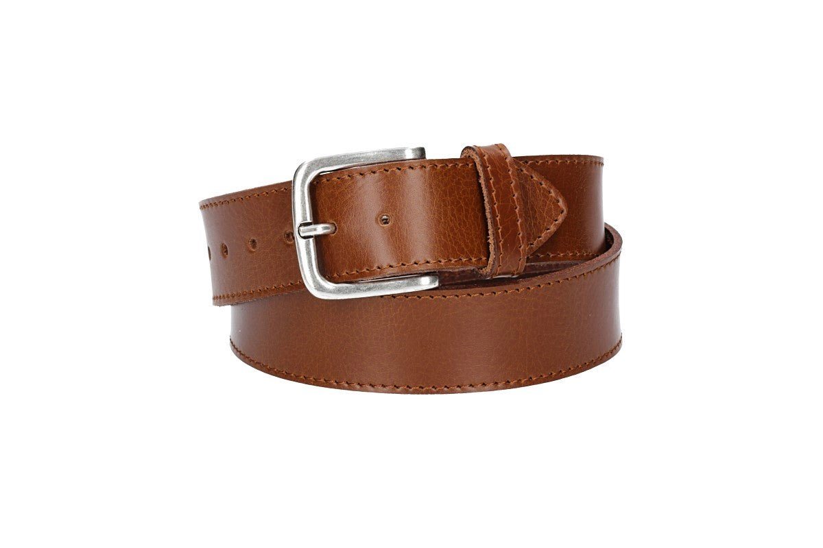 kiddybelts Ledergürtel Ledergürtel Kids 30mm abgenäht in Cognac mit Dornschließe in Silber (KB16-640) sehr weiches Vollrindleder von kiddybelts