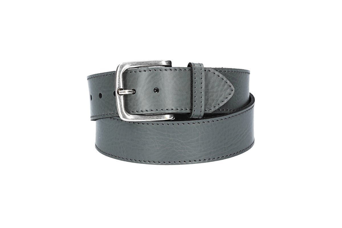 kiddybelts Ledergürtel Ledergürtel Kids 30mm abgenäht in Grau mit Dornschließe in Silber (KB16-710) sehr weiches Vollrindleder von kiddybelts