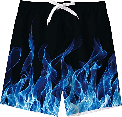 kids4ever 13-14 Jahre Teenager Badehose Jungen Sommer Strand Badeshorts Kind 3D Flamme Drucken Verstellbare Taille Atmungsaktiv Badebekleidung von kids4ever