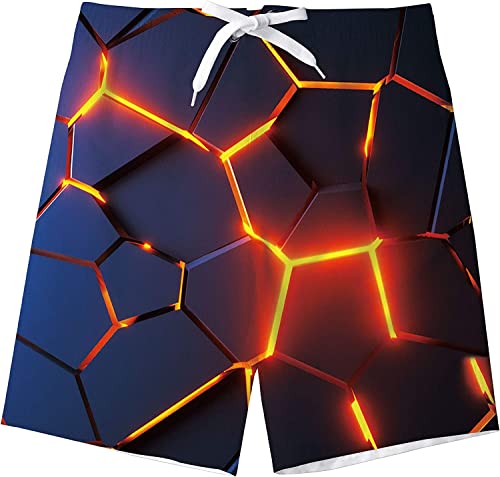 kids4ever 13-14 Jahre Teenager Badehose Jungen Sommer Strand Badeshorts Kind 3D Geometrie Drucken Verstellbare Taille Atmungsaktiv Badebekleidung von kids4ever