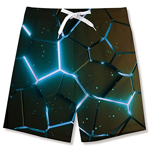 kids4ever 3D Badehose Jungs Badeshorts Schnelltrocknend Boardshorts mit Netzfutter Taschen und Verstellbarem Tunnelzug Urlaub Shorts Hosen 9-10 Jahre von kids4ever