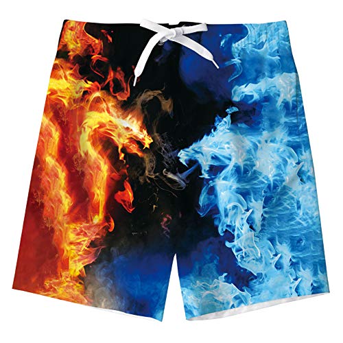 kids4ever 3D Dragon Drucken Badehose 7-8 Jahre Jungen Verstellbare Taille Badeshorts Kind Sommer Schwimmen Strand Urlaub Bademode mit Zwei Seite Taschen von kids4ever