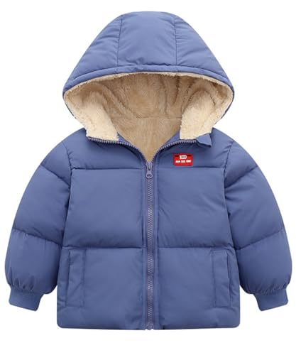 kids4ever Baby Jungen Winter Warmer Mantel Jacke Fleece Kapuze Winddichte Oberbekleidung Wintermantel Oberbekleidung mit Zwei Taschen Königsblau 2-3 Jahre von kids4ever