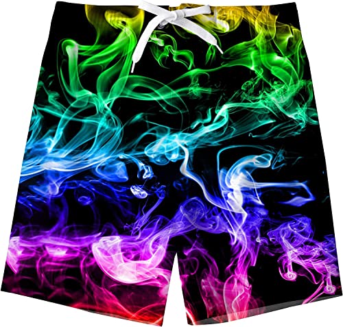 kids4ever Badehose Jungen Kinder Badeshorts 3D Lustig Buntes Druck Schnell Trocknend Strand Surf Boardshorts Sommer Schwimmhose Knielang mit Seitentaschen von kids4ever