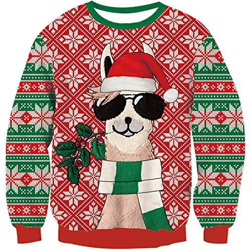 kids4ever Jungen Mädchen Weihnachtspullover Strickpullover Hässlicher Alpaka Weihnachten Christmas Sweater Rundhals Langarm Gestrickt Sweatshirt Weihnachtspulli Winter Top 12-13 Jahre von kids4ever