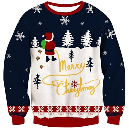 kids4ever Kinder Weihnachtspullover Strickpullover Weihnachtsmann Schneeflocke Christmas Sweater Langarm Rundhals Weihnachten Pullover Winter 12-13 Jahre von kids4ever