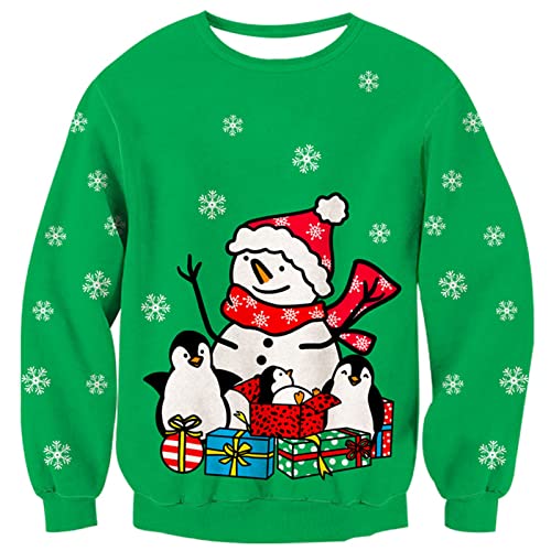 kids4ever Kinder Weihnachtspullover Schneemann Muster Weihnachten Pullover Weich Warm Langarm Rundhals Schneeflocken Strickpullover Grün Christmas Sweater für Jungen Mädchen 7-8 Jahre von kids4ever