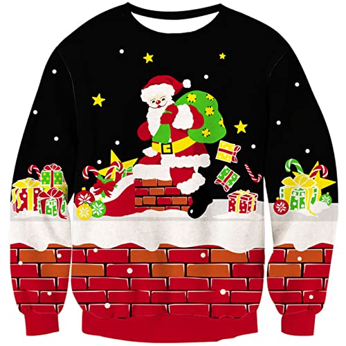kids4ever Kinder Weihnachtspullover Strickpullover Weihnachtspullover Lustige Weihnachtsmann Weihnachten Pullover Langarm Rundhals Christmas Sweater 11-12 Jahre von kids4ever