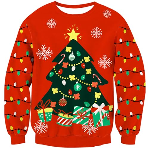 kids4ever Kinder Weihnachtspullover Weihnachtsbaum Muster Strickpullover Langarm Rundhals Weihnachten Pullover Strick Christmas Sweater für Jungen Mädchen 12-13 Jahre von kids4ever