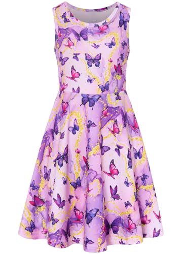 kids4ever Kleider für Mädchen 4-5 Jahre Schmetterling Kleid Sommer Ärmellos Lässig A-Linien Kleid Kinder Lila von kids4ever