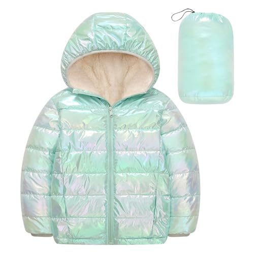 kids4ever Mädchen Warmer Wintermantel mit Kapuze Verdickte Jacke Winddichter Kinder Winterjacke mit Zwei Taschen 8-9 Jahre von kids4ever