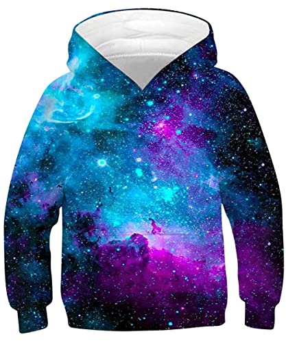 kids4ever Unisex Kinder 3D Galaxis Gedruckt Hoodie Kapuzenpullover Lässige Mädchen Jungen Langarm Pulli Pullover Kapuzen Sweatshirt Alter 14-16 von kids4ever