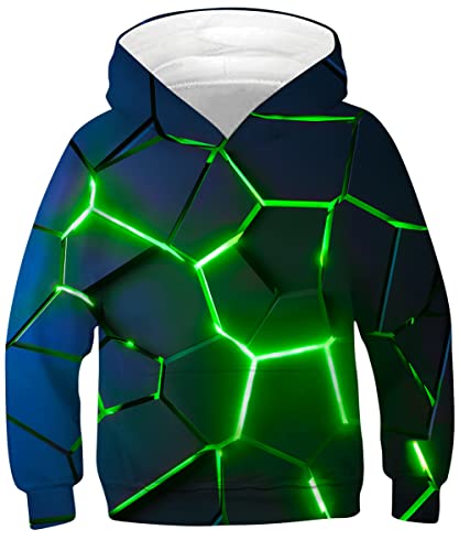 kids4ever Unisex Kinder 3D Geometry Gedruckt Hoodie Kapuzenpullover Lässige Mädchen Jungen Kapuzenpulli Langarm Kapuze ​Pulli Pullover Winter Kapuzen Sweatshirt mit Tasche Alter 12-13 von kids4ever