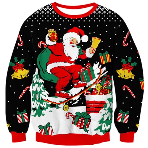 kids4ever Unisex Kinder Strickpullover Hässlicher Weihnachtspullover Weihnachtsmann Strickwaren Lustiger Weihnachten Pullover Sweatshirt für Jungen Mädchen 7–8 Jahre von kids4ever