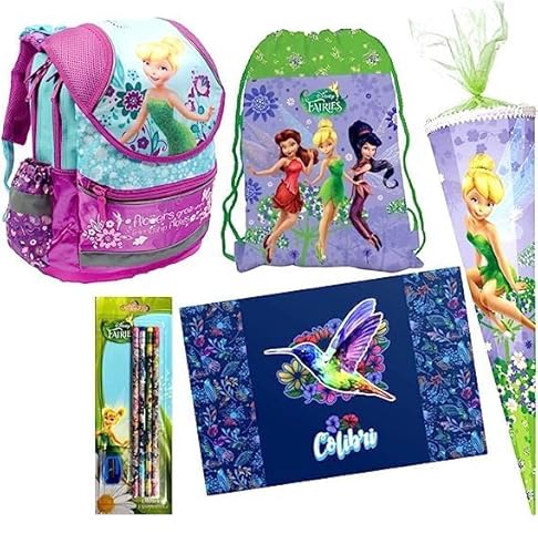 DISNEY FAIRIES TINKERBELL FEE ELFE 9 x TEILE SET SCHULRANZEN RANZEN RUCKSACK FEDERMAPPE FEDERTASCHE SCHULTÜTE mit Sticker-von-Kids4shop von Kids4shop