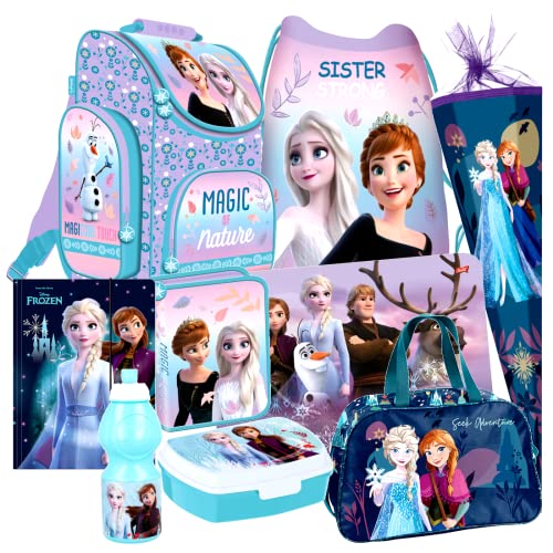 Disney Frozen Eiskönigin Anna Elsa 9 Teile Set Schulranzen Ranzen Prinzessin Schultüte 85 cm Tornister Federmappe mit Sticker-von-Kids4shop von kids4shop